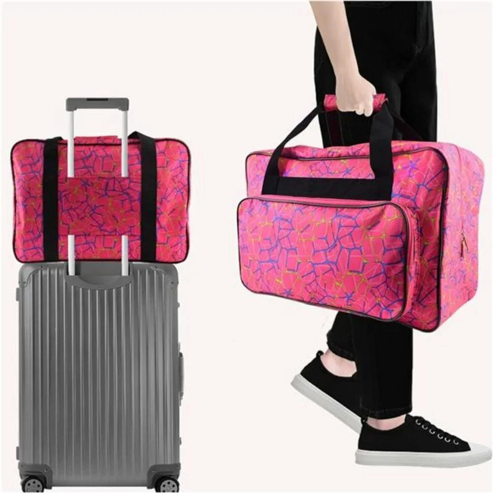 Rose Red Sewing Machine Carrying Case,Universal Canvas Carry Tote